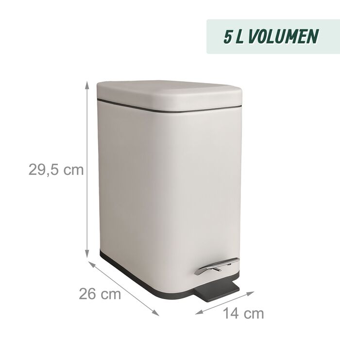 Відро для сміття Relaxdays 5 л з м'яким закриттям