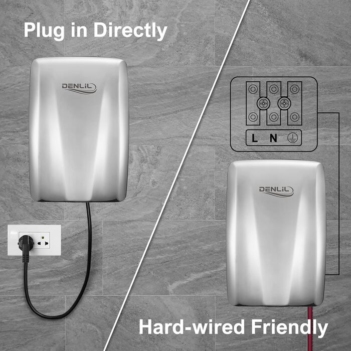 Компактний сушар для рук з нержавіючої сталі для комерційного використання, висока швидкість, високопродуктивний сушар з HEPA-фільтром