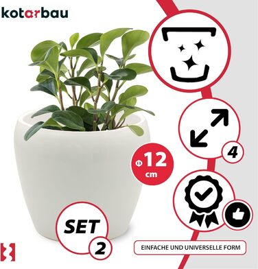 Набір горщиків для квітів KOTARBAU® (2 шт.) - 15 см, глазурована кераміка, білий