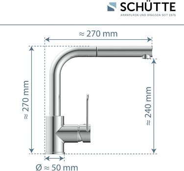 Змішувач для кухні SCHTTE DESIGN RING, змішувач для кухні з функцією енерго- та водозбереження, змішувач з одноважільним змішувачем для раковини, 26239 (хром)