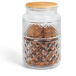 Скляна банка Winter Shore 1,8 л з кришкою - Герметичний контейнер для борошна, цукру та сухих продуктів - Декоративний контейнер для зберігання - Безпечний для харчових продуктів, без вмісту BPA