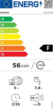 MINI посудомийна машина MEDION DWT51 біла (5 комплектів, з сенсорним керуванням, функція відра, 7 програм, таймер, MD 37766)