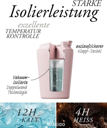 Термокружка MAMEIDO з трубочкою: ізольована, з кришкою, 350 мл, не протікає, Coffee to go, Wild Allure