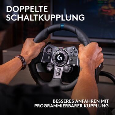 Logitech G923 Racing Wheel: Гоночне кермо для PS5, PS4, PC, Mac - Чорне. TRUEFORCE, 1000Hz, Подвійне зчеплення