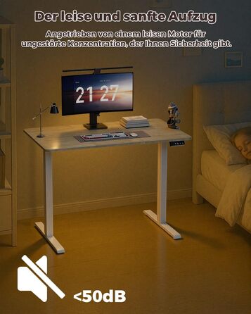 Регульований по висоті письмовий стіл для дому та офісу з пам'яттю на 2 пресети, стіл для ігор та роботи, колір вінтажний коричневий (100 x 60 см)