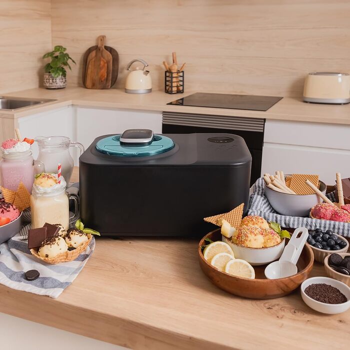 Машина для приготування морозива Cecotec Gelacy 1200 Touch, 1,2 л, чорний. Електрична, з компресором, сенсорний дисплей, швидке заморожування за 30 хвилин