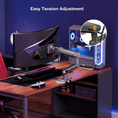 Кріплення для монітора NB Ergonomic RGB, сумісне з моніторами 32-60 дюймів, вантажопідйомність до 20 кг, чорний