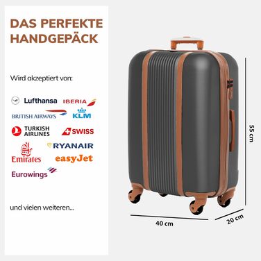 Набір валіз FERGÉ Milano 5-ти частинний: 3 валізи, сумка та органайзер для косметики - чорний (для ручної поклажі)