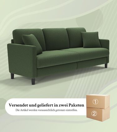 Зручне диванчик для підліткової кімнати: компактний диван на 2 місця з масиву дерева (зелений, 211 см)