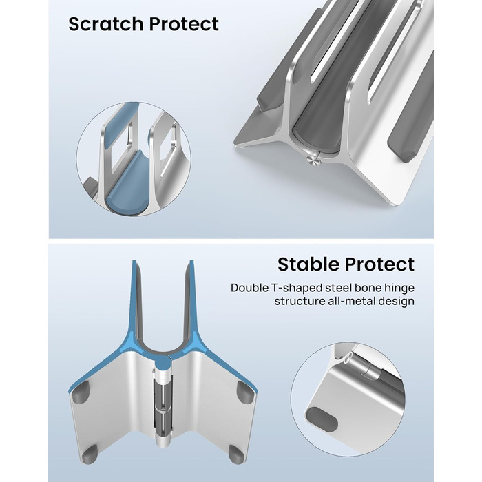 Підставка для ноутбука SODI вертикальна, автоматична, з алюмінію, для MacBook Pro/Air, ноутбуків, планшетів, телефонів (срібна)