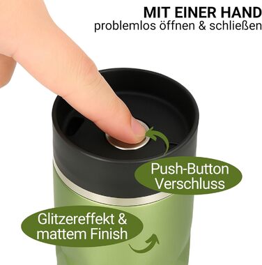 Термокружка Elasto з нержавіючої сталі, 450 мл, з індивідуальною гравіюванням (Saphir Grün)