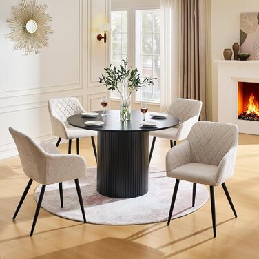 Крісла для їдальні CLIPOP, комплект. М'які крісла з оксамитовим покриттям для вітальні, кухні, їдальні. З металевими ніжками та підлокітниками. Оксамит, зелений колір.