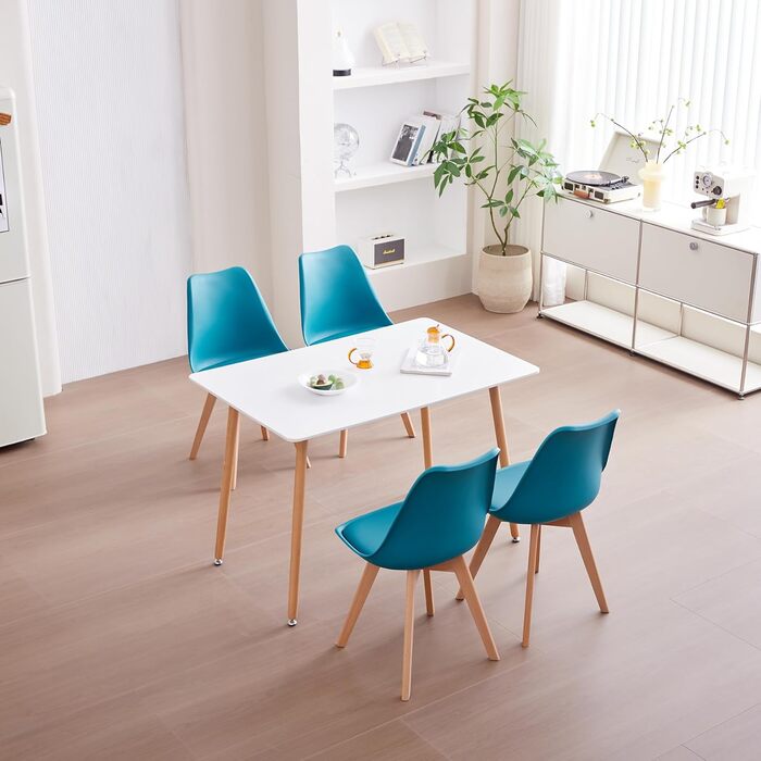 Набір обідніх стільців 6 шт., масивні дерев'яні ніжки, знімні подушки, кухонні стільці, сучасний дизайн (6 стільців)