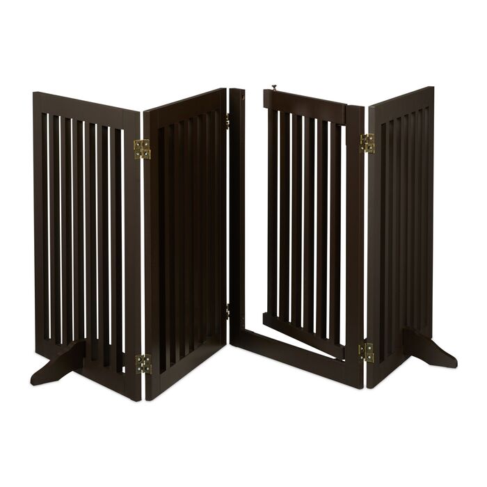 Захисний бар'єр Relaxdays коричневого кольору з дверцятами, 4 секції