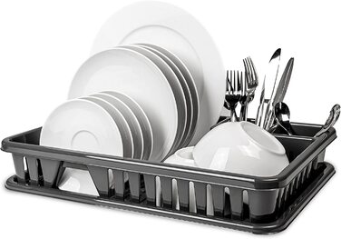 Сушильна стійка для посуду, Підставка для посуду з піддоном, сушильна стійка для посуду (SpaceBlack)