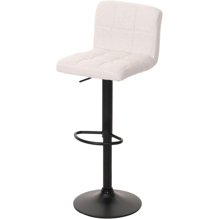 Набір з 2 барних стільців Mendler HWC-G87, регульовані по висоті, обертаються, Boucle (450г/м²), кремово-білий