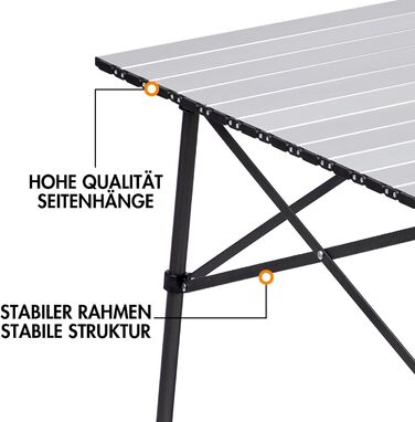Складаний кемпінговий стіл PORTAL з алюмінієвою стільницею, витримує 80 кг, з сумкою для перенесення, білий — для пікніка, гриля, саду та балкона