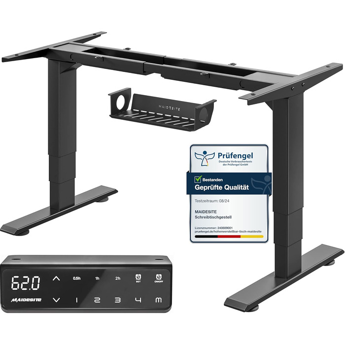 Електричний стіл MAIDeSITe T2 Pro Plus (Чорний) з регулюванням висоти, 2 мотори, 4 пам'яті, нагадування про зміну положення