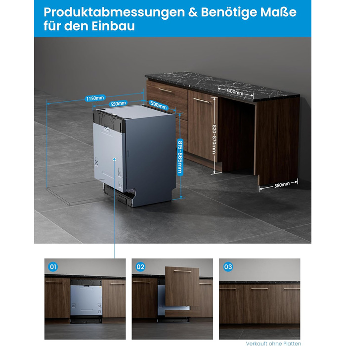 Посудомийна машина Midea SV 5.14K10C, 45 см, 10 комплектів, Inox, з Wi-Fi, 8 програм, 44 дБ, автоматичне відкриття дверцят, таймер затримки 0-24 години