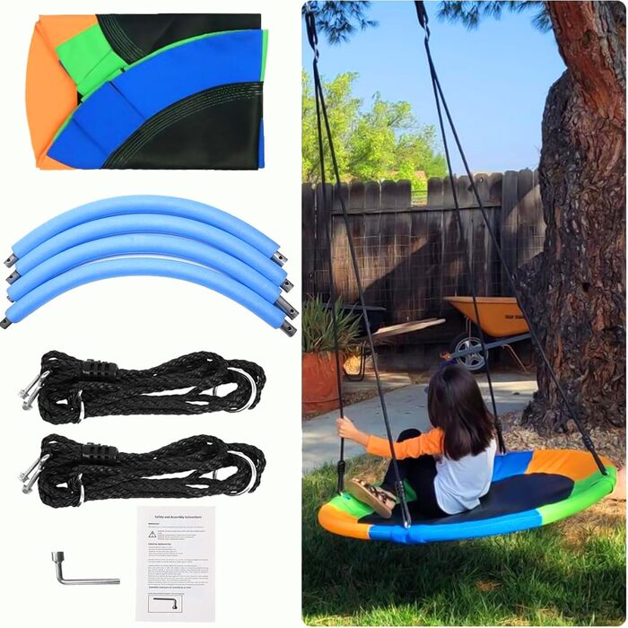 Шоукель Favuit Nestschaukel: регульована висота, Ø 110 см, для дітей та дорослих (до 227 кг)