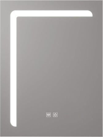 Дзеркало для ванної кімнати pro.tec LED Chambave з підсвічуванням, 3 кольори світла, вертикальне, з лупою та годинником (60 x 80 см, срібний)