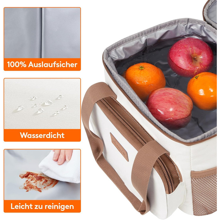 Термосумка-холодильник Lifewit 9л бежева: сумка-холодильник для обіду, пляжу, подорожей, роботи. Складана, водонепроникна