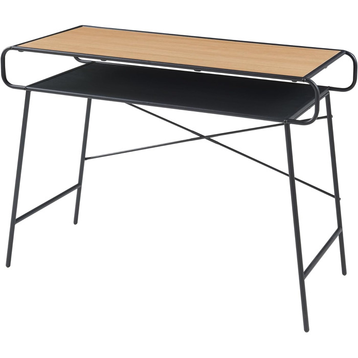 Стіл Krødsherad Стіл для ноутбука Комп'ютерний стіл Офісний стіл Стіл для ПК Металевий каркас 76x106x46 см Маленький робочий стіл Домашній офіс чорний/дуб
