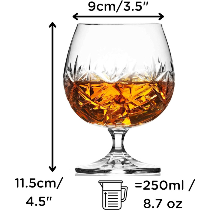 Склянка для коньяку та бренді Wicklow 250 мл – склянка-сніфтер з безсвинцевого кришталю з важким дном та подарунковою упаковкою
