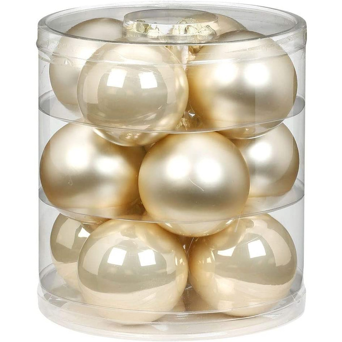 Чарівні ялинкові кулі скляні 8 см 12 шт. ялинкові кулі колір просто білий-мікс (білий) (перлинно-шампанське опал / матовий)