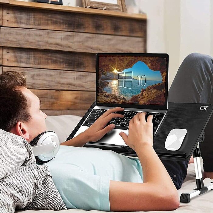 Регульований стіл-підставка для ноутбука Homebrand Vertellbarer – для роботи, читання та письма (чорний)
