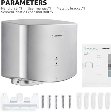 Електричний автоматичний сушар для рук, настінний, 1200W, сірий