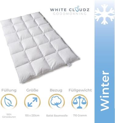 Ковдра White Cloudz Aspen Down 240x220 см, Warmth Class 4, 100 Гусячий Пух, Mako Cotton