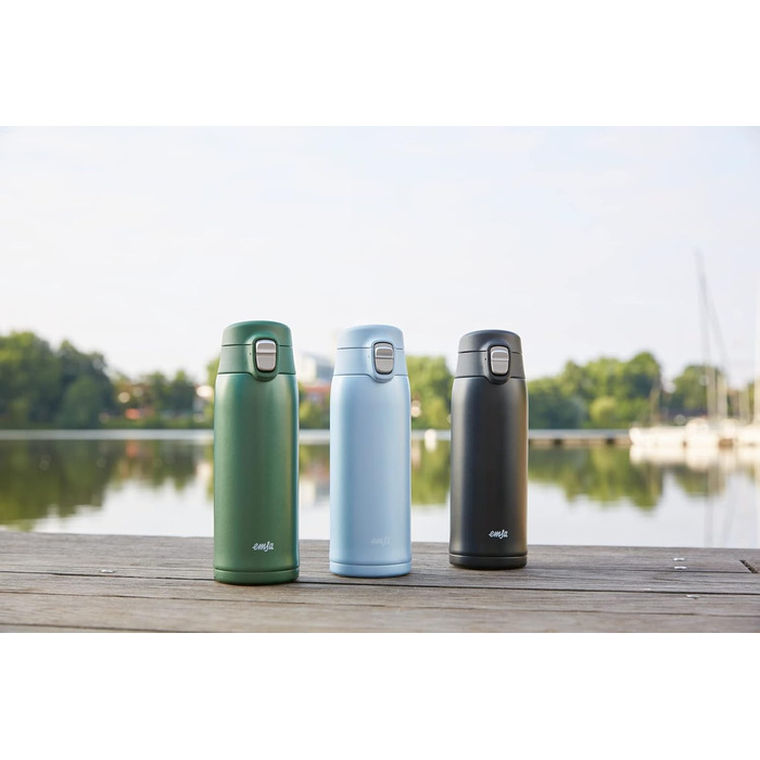 Термокружка Emsa N21518 Travel Mug Light - 0.4 л, нержавіюча сталь, клапан, BPA Free, блакитний колір