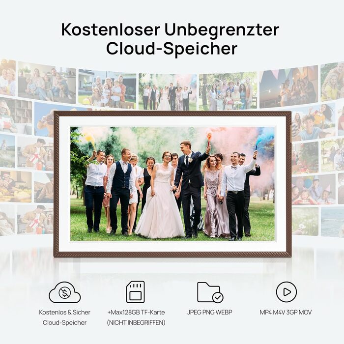 Цифровий фоторамка ARZOPA 15.6 дюймів: безлімітний хмарний зберігання, віддалена передача, FHD сенсорний екран. Чудовий подарунок!