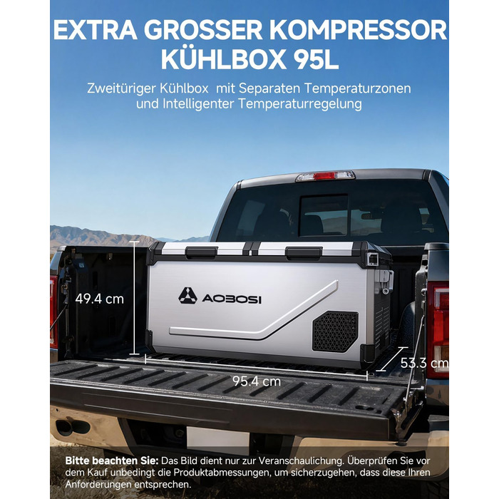 Автомобільний компресорний холодильник AAOBOSI з Wi-Fi, LED підсвіткою, -20°C/+20°C, 12/24V/220V, на колесах для авто, кемпінгу, подорожей