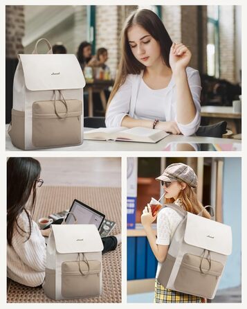 LOVEVOOK Рюкзак для жінок, 15.6 дюймів, рюкзак для школи, водонепроникний, для підлітків, легкий, з відділенням для ноутбука, для подорожей, універсітету, роботи, 15.6 дюймів, бежевий+хакі