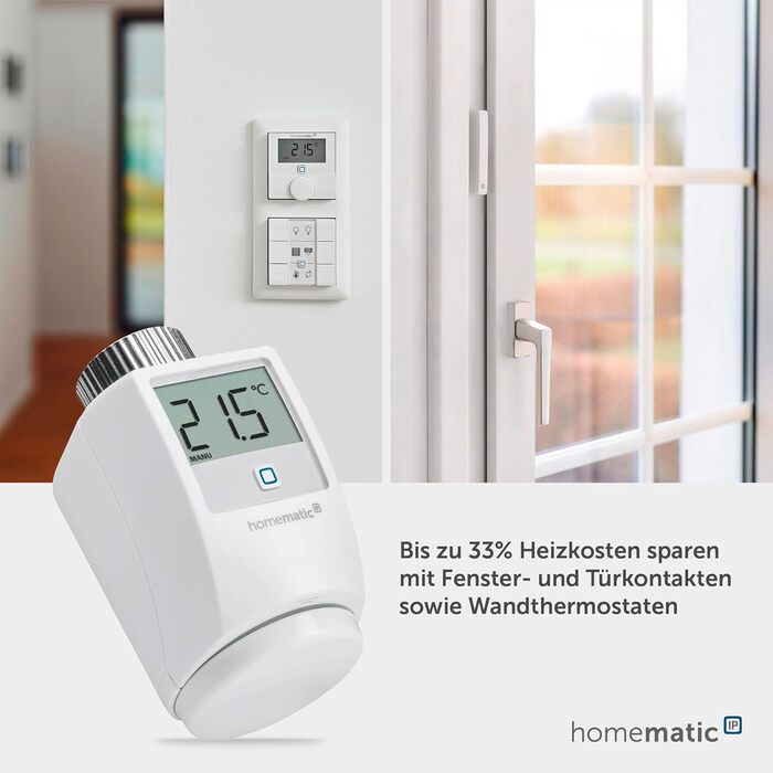 Homematic IP Термостат на радіатор Smart Home, 3 шт. - Цифровий термостат для опалення з керуванням через додаток, сумісний з Alexa та Google Home, легкий монтаж, економія енергії (153412A3)
