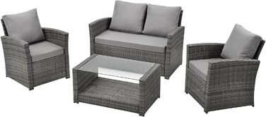 Світ Лаунж-група Roma з ротангу (сіра) - садові меблі з софі та кріслом, набір для відпочинку та обіду