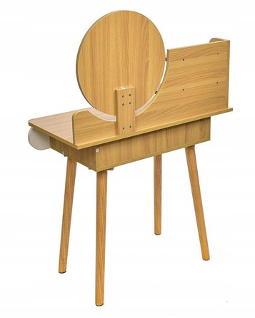 Туалетний столик Jumi, світлий дуб, з дзеркалом та 2 шухлядами, матовий, 80x122x40 см