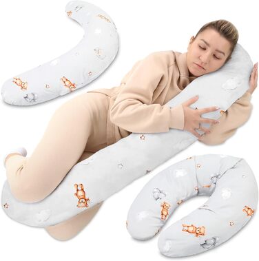 Подушка для вагітних Totsy Baby Stillkissen XXL - 190 см, бавовна, Oeko-Tex, бежева з зірками
