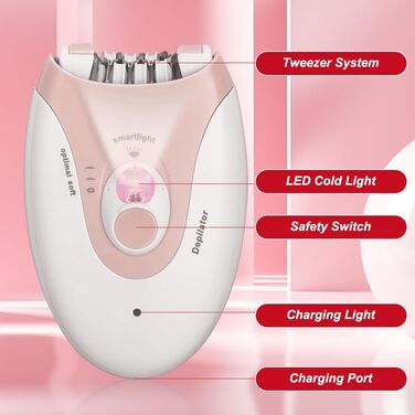 Епілятор DASIAUTOEM Women, набір для видалення волосся для обличчя, ніг, тіла, пахв, бікіні зі світлодіодним підсвічуванням