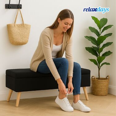 Лавка Relaxdays з льняною оббивкою та місцем для зберігання