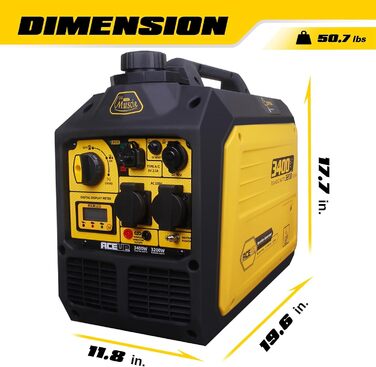 Бензиновий інверторний генератор Aceup 3400W: тихий, портативний, для дому, кемпінгу, 230V, 12V, USB, 4-тактний, 23кг