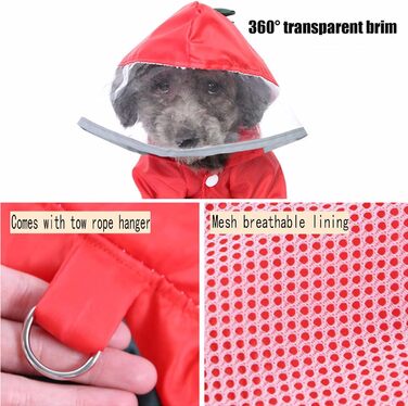 Водонепроникна куртка для собак з капюшоном, світловідбиваюча, з отвором для шлейки (S-XL)