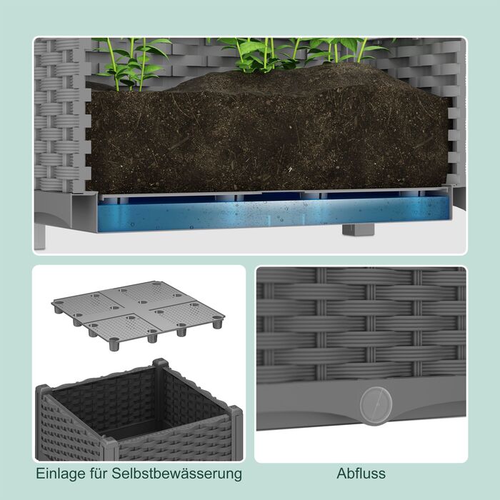 Горщик для рослин Relaxdays з імітацією ротангу