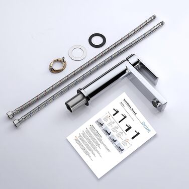 Змішувач для умивальника Decaura, хром, нержавіюча сталь, однорідний, висота виливу 250 мм, для накладних умивальників