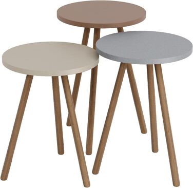 Гніздовий стіл Hjørring в наборі з 3 шт. Журнальний столик круглий Стіл для вітальні Журнальний столик Журнальний столик 49 x Ø34 см Диванний стіл (Різнокольоровий)