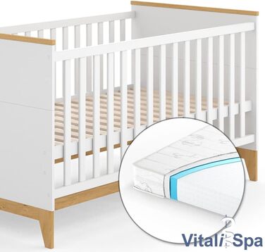 Дитяче ліжко VitaliSpa Malia, /Дуб, 143,2 x 81 см (біле, дитяче ліжечко з матрацом)