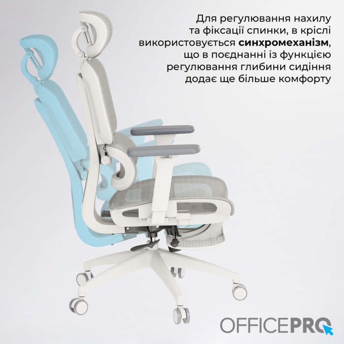 Крісло офісне OfficePro Skyline OC750-W-LG-LG