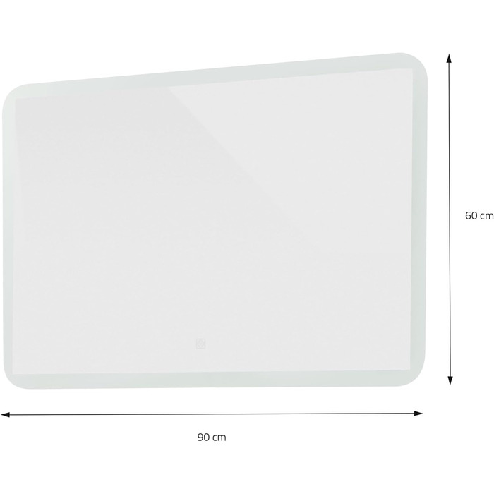 Дзеркало для ванної кімнати ML-Design з LED-підсвічуванням, 90 x 60 см, скло, сенсорне керування